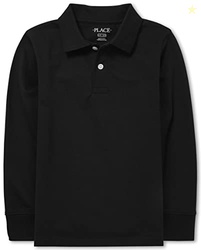 The Children's Place Baby Boys and Toddler Boys Long Sleeve Pique Polo, Black, 4T