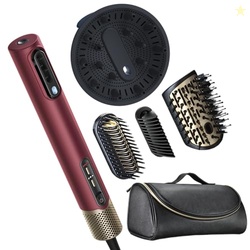 Infiniti PRO CONAIR 5-in-1 Hair Drying Wand, Straightener, and Styler, Ionic All-in-One Digital Motor Blow Dryer, Includes 4 High-Performance Attachments, Cherry Red