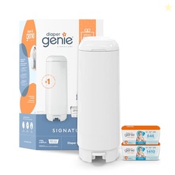 Diaper Genie Signature Gift Set | Includes Easy Roll Refill with 48 Bags | Holds Up to 2256 Newborn Diapers