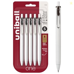 Uniball One Gel Pen 5 Pack; 0.7mm Medium Black Pens; Gel Ink Pens | Office Supplies Sold by Uniball are Pens; Ballpoint Pen; Colored Pens; Gel Pens; Fine Point; Smooth Writing Pens