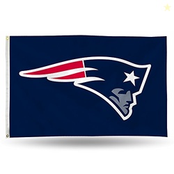 Rico Industries NFL New England Patriots 3-Foot by 5-Foot Single Sided Banner Flag with Grommets