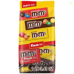 MARS M&M'S FUN SIZE ASSORTED CHOCOLATE CANDY VARIETY PACK, MILK CHOCOLATE, PEANUT & PEANUT BUTTER, PARTY SIZE BULK CANDY BAGS FOR HALLOWEEN, PARTY FAVORS, OFFICES, AND MORE, 19.41 OZ