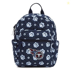 Vera Bradley Women's Cotton NFL Small Backpack (Multiple Teams Available), Blue/Light Blue Bandana with Tennessee Titans, One Size