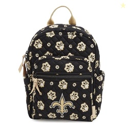 Vera Bradley Women's Cotton NFL Small Backpack (Multiple Teams Available), Black/Gold Bandana with New Orleans Saints