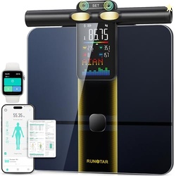 RunStar Smart Scale for Body Weight and Fat Percentage, 8 Electrodes High Precision Body Composition Scale with Set Functions Handle, Body Analyzer Scale Sync App 28 Metrics 400lbs