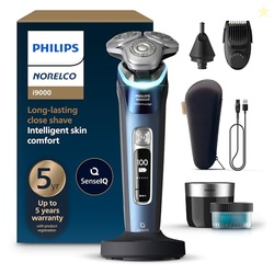 Philips Norelco Shaver i9000 Prestige, Wet & Dry Electric Shaver, Mystic Aqua, SenseIQ Technology, Triple Lift & Cut System, 360 Rotating Dual SteelPrecision Blades, Nose Trimmer, XP9201/88
