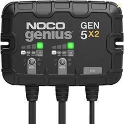 NOCO Genius GEN5X2: 2-Bank, 10A Onboard Battery Charger - 5A Per Bank, 12V Waterproof Marine Charger with Overcharge Protection & Temperature Compensation  for Lead-Acid & Lithium Batteries