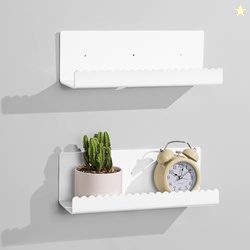 2 Pack Acrylic Wall Floating Shelves, White Adhesive Organizer, 11.8 Acrylic Floating Bookshelves, Wall Display Shelve for Bedroom, Gaming Room, Living Room, Bathroom, Office