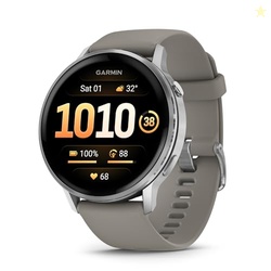 Garmin Venu 4, 45mm, Advanced Health and Fitness GPS Smartwatch, Bright and Colorful Display, Built-in Flashlight, 12 Days of Battery Life, Silver with Silver Gray Silicone Band