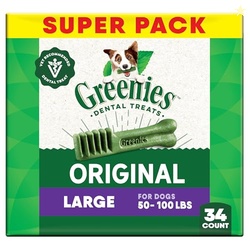 Greenies Veterinarian-Recommended Adult Natural Dental Dog Treats Large Size, Original Flavor, 54 oz. Pack, 34 Count