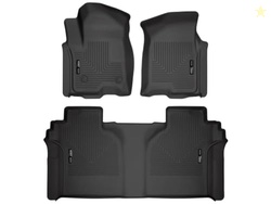 Husky Liners Weatherbeater Floor Mats | Fits 2019 - 2025 Chevrolet Silverado & GMC Sierra 1500; 2020-2025 Silv./Sierra 2500/3500 Crew Cab w/Carpet & Underseat Stg | Front & 2nd Row, 3-pc Black - 94021