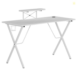 Flash Furniture Mallot Gaming Desk - White Computer Desk - 51.5" Gamers Table with Cup Holder, Headphone Hook, and Monitor/Smartphone Stand