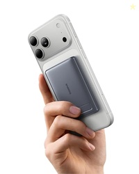 Baseus Picogo Power Bank, Smallest 5000mAh Magnetic Portable Charger with Stand, Qi2 Certified 15W Ultra-Mini MagSafe Battery Pack, Alloy Wireless Travel Fast Charger for iPhone 17/16 Series(Grey)