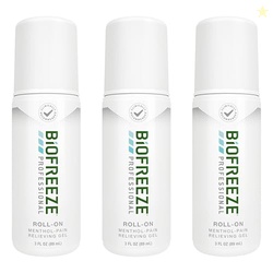 Biofreeze Professional Pain Relief Roll On for Knee, Neck, Hip, Joint, & Shoulder, Simple Backache Pain Reliever, Sore Muscle Relief, Roll-On Menthol Gel 3 Fl Oz (Pack of 3)