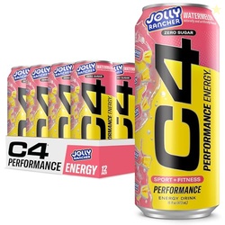 Cellucor C4 Performance Energy Drink | JOLLY RANCHER Watermelon | Zero Sugar Carbonated Preworkout Energy | 200mg Caffeine with Beta Alanine | 16 Fl Oz (12 Pack)