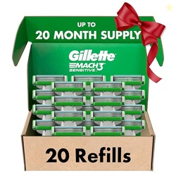 Gillette Mach3 Sensitive Mens Razor Blade Refills, 20 Count, Designed for Sensitive Skin