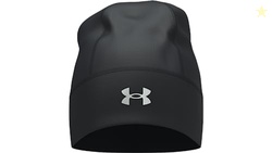 UNDER ARMOUR MEN'S STORM VELOCITY BEANIE, (001) BLACK/BLACK/REFLECTIVE, ONE SIZE FITS MOST