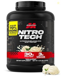 MUSCLETECH WHEY PROTEIN POWDER (VANILLA CREAM, 4 POUND) - NITRO-TECH ULTIMATE MUSCLE BUILDING FORMULA WITH WHEY PROTEIN ISOLATE - 30G OF PROTEIN, 3G OF CREATINE & 6.8G OF BCAA - PACKAGING MAY VARY