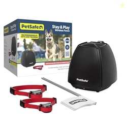 PetSafe Stay & Play 2-Dog Wireless Fence for Stubborn Dogs - America's Safest Wireless Pet Containment System - No Dig Electric Fence - Circular Boundary - Secure 3/4-Acre Yard - for Dogs 5lb+