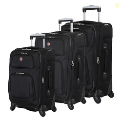 SwissGear Sion 3-Piece Set, Softside Expandable Luggage  21 Inch Carry-On & 25 & 29 Inch Checked Suitcases with 360 Degree Wheels & Retractable Handles  Black