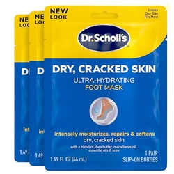DR. SCHOLL'S DRY, CRACKED SKIN, ULTRA HYDRATING FOOT MASK, 3 PAIRS MOISTURIZING SOCKS: INTENSELY MOISTURIZES REPAIRS AND SOFTENS ROUGH DRY SKIN WITH UREA & ESSENTIAL OILS FOR DRY CRACKED FEET