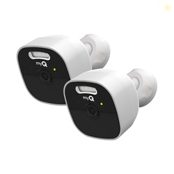 CHAMBERLAIN myQ Outdoor Battery Camera | 2K Camera, Color Night Vision, Spotlight, Motion Alerts, Live View with Two-Way Talk, Wireless, Weather-Resistant, Outdoor, White, 2 Pack