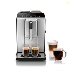 Bosch 300 Series Fully Automatic Espresso and Coffee Machine  In-Cup Frother, OneTouch Milk Drinks, 5 Drink Options, Ceramic Grinder, Easy Clean & Descale, in Silver TIU20307