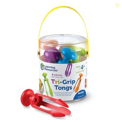 Learning Resources 3 Prong Tong, Pencil Grip Tongs, Sensory Bin, Fine Motor Toy, Set of 6, Ages 4+, Multi-Color