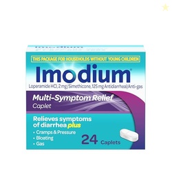 IMODIUM MULTI-SYMPTOM RELIEF CAPLETS WITH LOPERAMIDE HYDROCHLORIDE & SIMETHICONE, ANTI-DIARRHEAL MEDICINE FOR TREATMENT OF DIARRHEA, GAS, BLOATING, CRAMPS & PRESSURE, EASIER TO OPEN, 24 CT