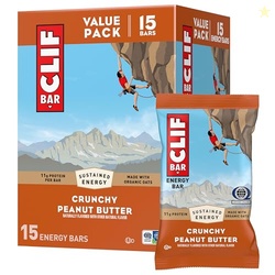 CLIF BAR - ENERGY PROTEIN BARS - CRUNCHY PEANUT BUTTER - MADE WITH ORGANIC OATS - ENERGY BARS - NON-GMO - (15 PACK)