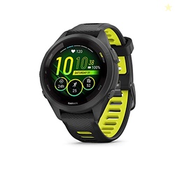 Garmin Forerunner 265S Running Smartwatch, Colorful AMOLED Display, Training Metrics and Recovery Insights, Black and Amp Yellow