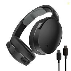 Skullcandy Hesh ANC Wireless Over-Ear Bluetooth Headphones with Extra USB-C Charging Cable, Active Noise Canceling, 22 Hrs Battery, Foldable Lightweight Design, Microphone iPhone Android - True Black