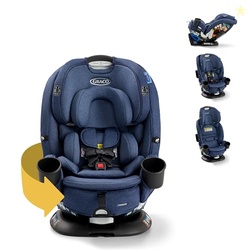 GRACO TURN2ME 3-IN-1 ROTATING CONVERTIBLE CAR SEAT, BRIGHTON, REAR-FACING ROTATION, FORWARD-FACING MODE, HIGHBACK BOOSTER UP TO 100 LBS, ADJUSTABLE HEADREST & HARNESS, STEEL REINFORCED FRAME
