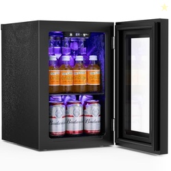 Antarctic Star 18L Beverage Refrigerator Cooler 24Can, Mini Fridge with Quiet Compressor, LED Light,Freestanding Small Fridge with Electronic Temperature Control for Home and Bar(40-61 )