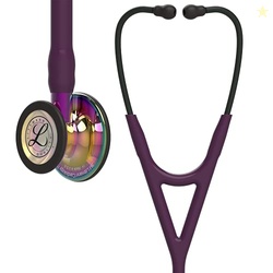 3M Littmann Cardiology IV Diagnostic Stethoscope, 6239, More Than 2X as Loud, Weighs Less, Stainless Steel High Polish Rainbow-Finish Chestpiece, 27" Plum Tube, Violet Stem and Black Headset