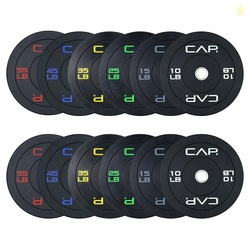 CAP Barbell 370 LB Economy Olympic Bumper Plate Set with Color Logo | Black