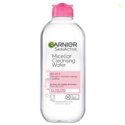 GARNIER MICELLAR WATER, HYDRATING FACIAL CLEANSER & MAKEUP REMOVER, SUITABLE FOR SENSITIVE SKIN, VEGAN, CRUELTY FREE, 13.5 FL OZ (400ML), 1 COUNT