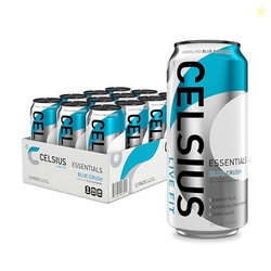 CELSIUS ESSENTIALS Sparkling Blue Crush, Sugar Free Performance Energy Drink, 16 Fl Oz (Pack of 12)