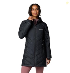 Columbia Womens Heavenly Long Hooded Puffer Jacket, Black, Medium