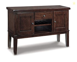 Signature Design by Ashley Haddigan Casual Traditional Dining Room Buffet Cabinet with Wine Rack, Adjustable Shelf, 1 Drawer, Wood, 54" Wide, Dark Brown
