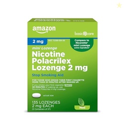 Amazon Basic Care Mini Nicotine Polacrilex Lozenge, 2 mg (Nicotine), Mint Flavor, 135 Count (Packaging may vary)