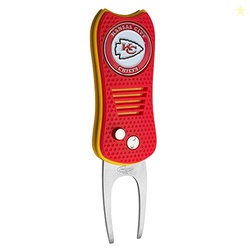 Team Golf NFL Kansas City Chiefs Retractable Divot Tool with Double-Sided Magnetic Ball Marker, Features Patented Single Prong Design, Causes Less Damage to Greens