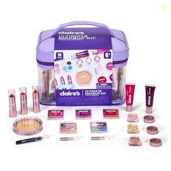 Claire's Ultimate Makeup Kit, 18-Piece Real Cosmetic Set, Makeup for Kids 8-12, Girl Toys & Beauty Activity Gift with Lip Gloss, Lipstick, Eyeshadow, Eyeliner, Blush, Highlighter & Carry Case