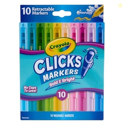 Crayola Clicks Retractable Markers - Bold (10ct), Stocking Stuffers for Kids & Toddlers, Christmas Gifts for Grandkids, No Dry Washable Markers for Kids