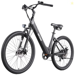 GOTRAX 26" ELECTRIC BIKE, MAX RANGE 30MILES(PEDAL-ASSIST1) & 15.5/20MPH POWER BY 250/350W, 3 RIDING MODES & ADJUSTABLE SEAT, 7-SPEED & FRONT SHOCK ABSORBER, COMMUTER ELECTRIC BICYCLE FOR ADULTS, BLACK