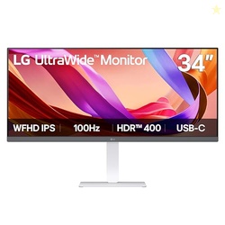LG 34U530A-W 34-inch UltraWide WFHD (2560 x 1080) IPS Wide Computer Monitor, 100Hz, VESA DisplayHDR 400, HDMI, DisplayPort, USB Type-C, Tilt/Height/Swivel Stand, White