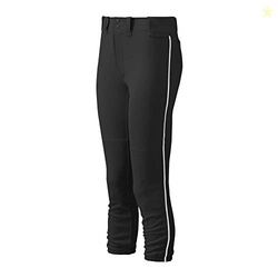 Mizuno Adult Women's Belted Piped Fastpitch Softball Pant, Black-White, Large