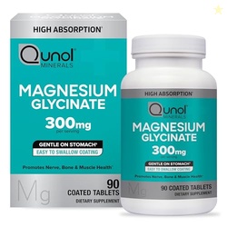 Qunol Magnesium Glycinate 300mg, 100% Glycinate Chelated Magnesium Supplement, 90ct Tablets