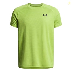 Under Armour Boys' Tech Textured Short Sleeve T Shirt, (326) Green Vibe / / Black, Medium