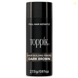 TOPPIK HAIR BUILDING FIBERS, DARK BROWN, 27.5G FILL IN FINE OR THINNING HAIR, INSTANTLY THICKER, FULLER LOOKING, 9 SHADES FOR MEN & WOMEN, KERATIN PROTEIN FORMULA